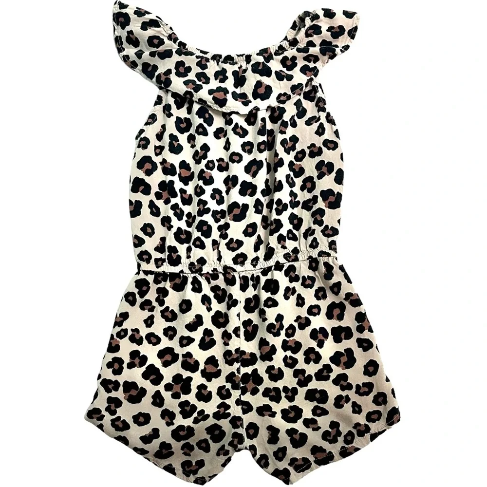 Girl's H&M Sleeveless Leopard Print Flounce Jumpsuit - Size 6-7